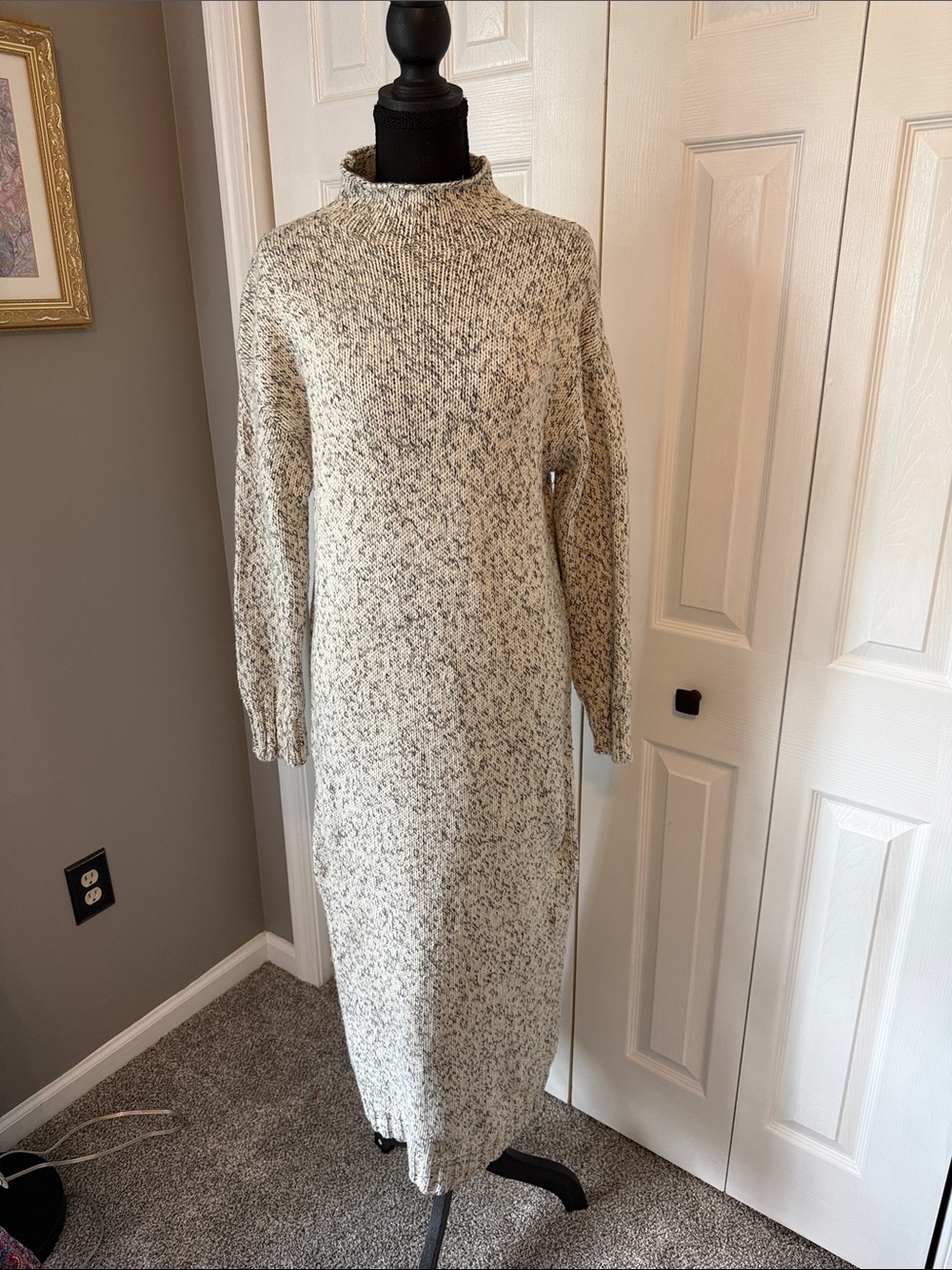 Zara Cream Speckled Knit Maxi Dress